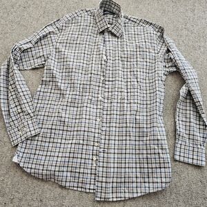 The Men's Store Checkered Dress Shirt Size L soft wash Egyptian cotton